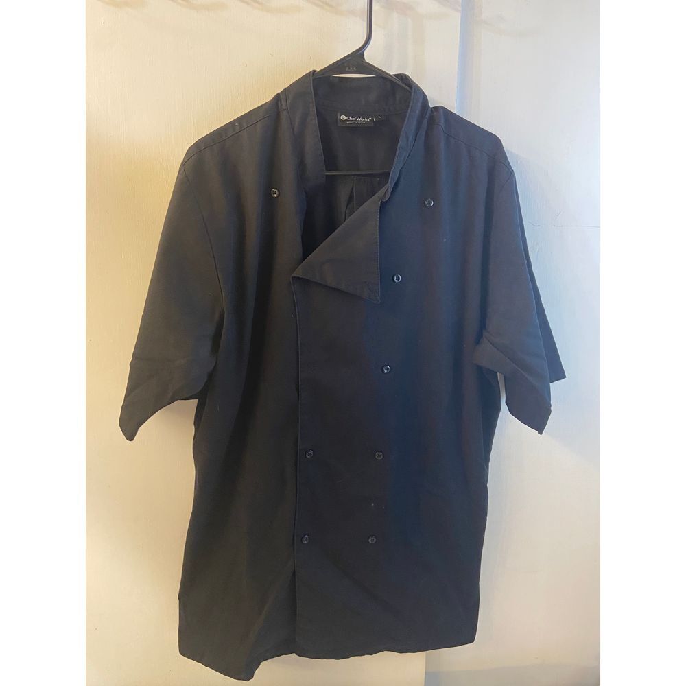 Chef Works kitchen uniform black‎ bleach discoloration Large